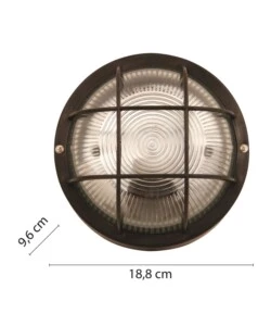 APPLIQUE NERA TONDA IN PLASTICA E VETRO E27, 60W